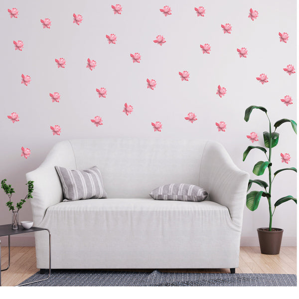 Lotus Flower Decals, Reusable Wall Decal, Fabric Wall Decals, Floral Decor