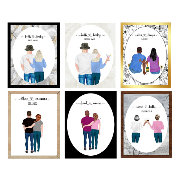 Custom Couples Decal,Personalised, Couples Print, Partners Gift, Gift for Her