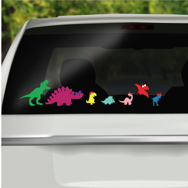 Dinosaur Family Car Window Vinyl Decals, Car Family Stickers, Dinosaur lovers birthday gift, Car Family Window Cling, Car Window Sticker
