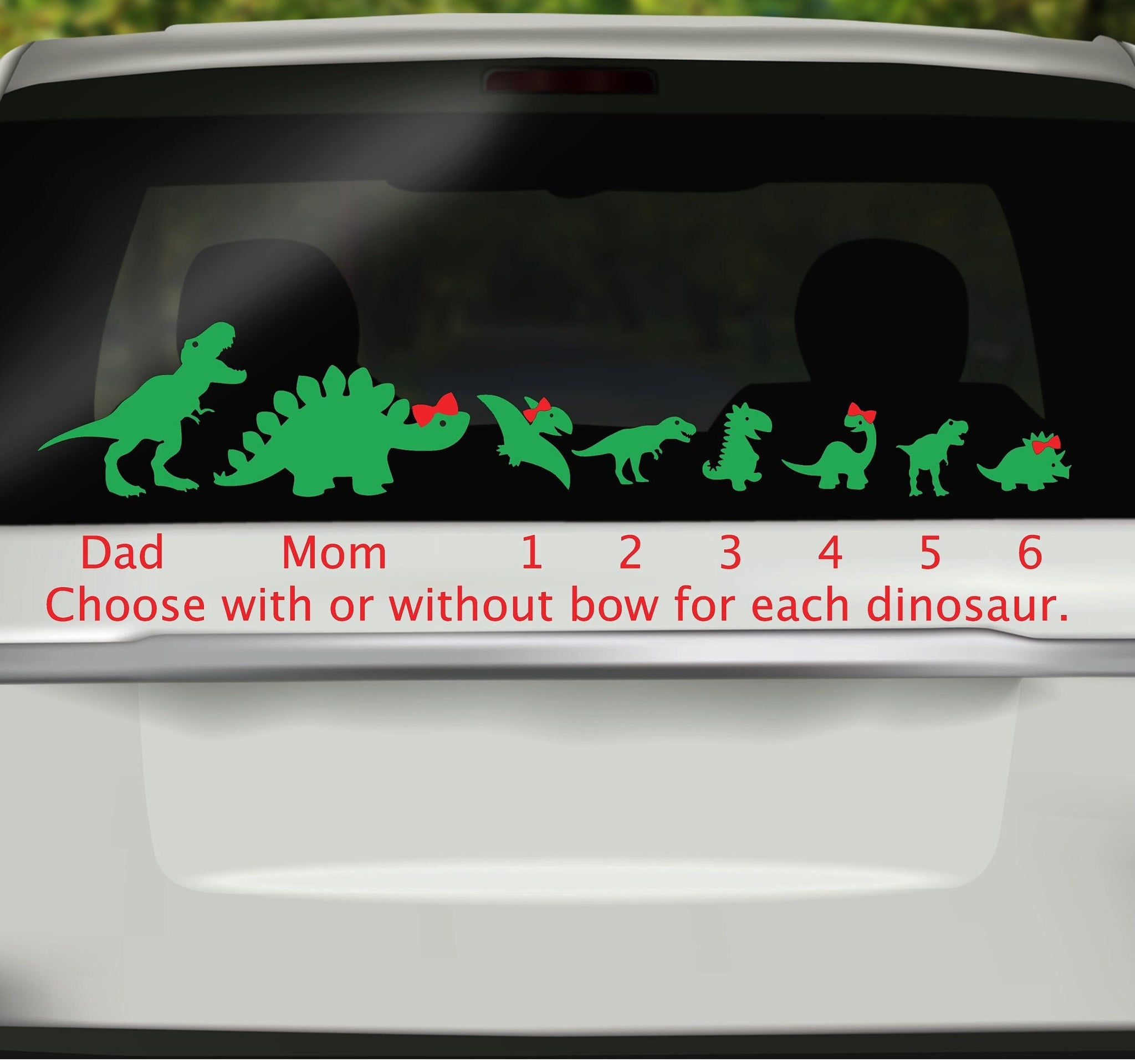 Dinosaur Family Car Window Vinyl Decals, Car Family Stickers, Dinosaur lovers birthday gift, Car Family Window Cling, Car Window Sticker