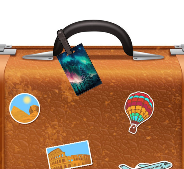 Luggage Tag, Custom Bag Tag, Northern Lights Tag, Suitcase Tag, Travel Tags
