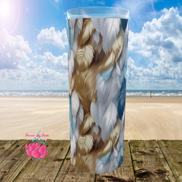 Custom 3D Tumblers, 3D Feather Tumbler, Drinkware, Water Bottle, Drinking Glass