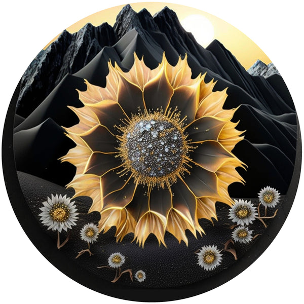3D Wind Spinner, Gold Sunflower, Floral Wind Spinners, Yard Art, Garden Decorations