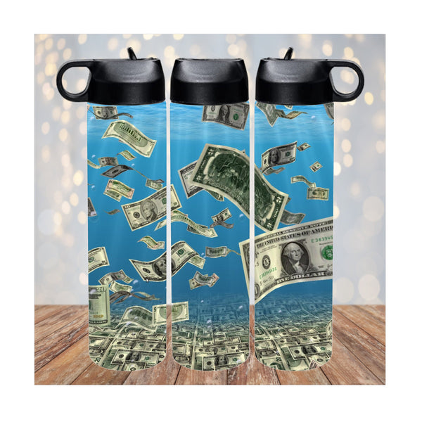3D Water Bottle, Money Water Bottle, Skinny Tumblers, Insulated Thermos, Custom Drinkware