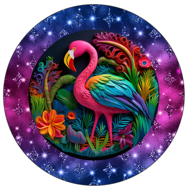Flamingo, Wind Spinner, Tropical Yard Art, Garden Decoration, Metal Yard Decor