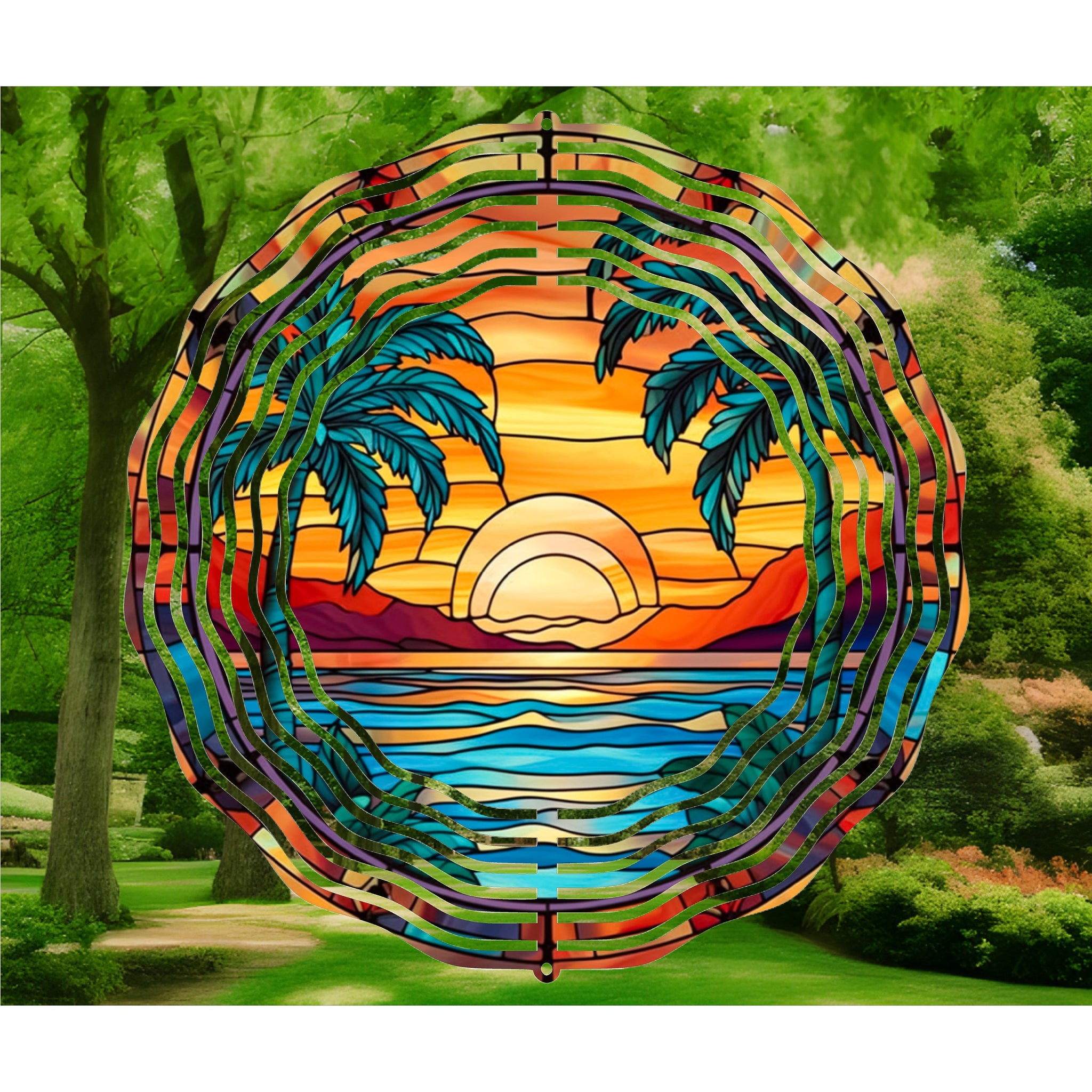 Tropical Stain Glass, Wind Spinner, Yard Art, Garden Decor, WindSpinner