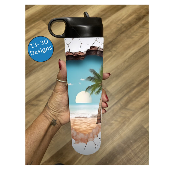 3D Skinny Tumbler, Water Bottle, Beach Bottle, Custom Drinkware, Insulated Thermos