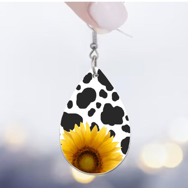 Sunflower Earrings, Teardrop Earrings, Dangle Earrings, Custom Earrings, Sunflower Jewelry, Floral Earrings