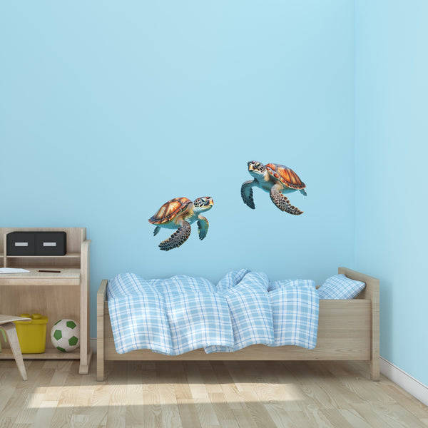 Sea Turtles, Ocean Life Decals, Tropical Wall Decor, Wall Stickers, Turtle Decal Wall