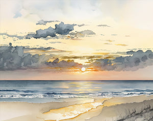 Sunset Puzzles, Jigsaw Puzzle, Watercolor, Beach, Challenging