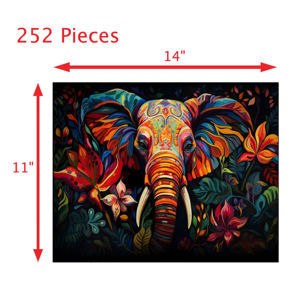 Boho Elephant Puzzle, Bright Puzzles, Flowers, Family Activity, Challenging