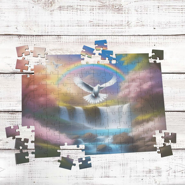 Jigsaw Puzzle, Rainbow, Waterfall, White Dove, Spiritual