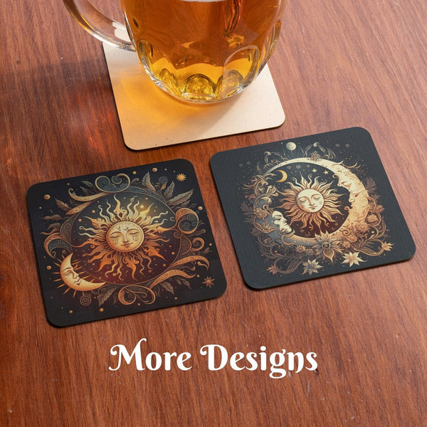 Neoprene Coasters, Celestial Coaster, Table Coasters, Home Accessories, Drink Accessory, Table Protection, Sun Moon Stars, Celestial Lovers