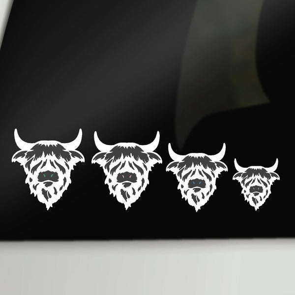 Highland Cow Decals, Car Family Decals, Car Sticker Family, Window Decals, Car Accessories, Family Cow Decals, Cow Stickers, Cow Family Car