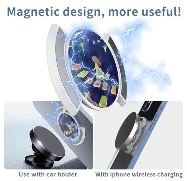 Magnetic Phone Grip, Northern Light Grip, Phone Stand, Custom Phone Grips, Wireless Charging