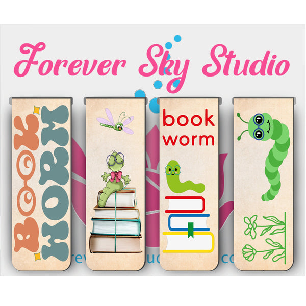 Magnetic Bookmarks, Bookworm Bookmark, Book marker Set, Book Lovers Gift, Page Markers, Book Accessories, Custom Bookmarkers, Page Keeper
